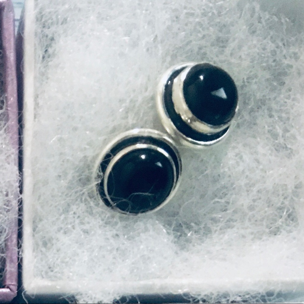 Black onyx sterling silver handmade vintage style